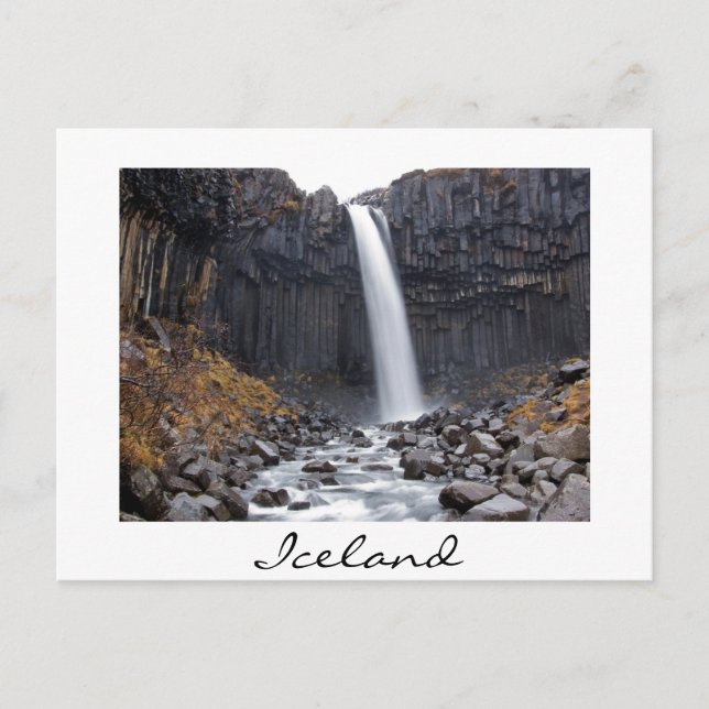Cascade de Svartifoss en Islande carte postale bla (Devant)