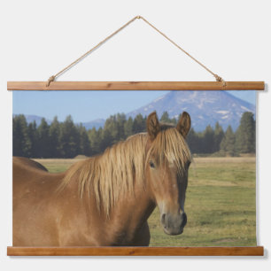Cascade Range Kastanienbraunes Pferd Wandteppich Mit Holzrahmen
