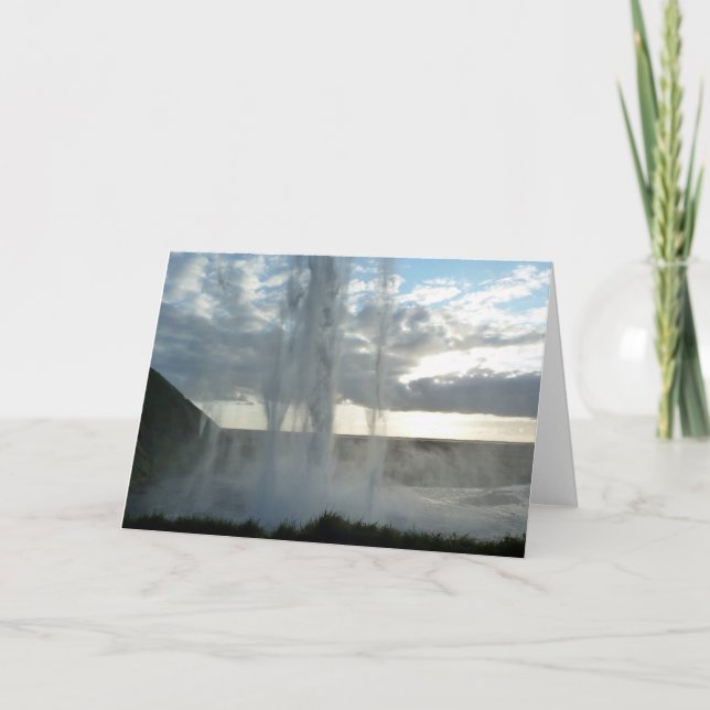 Cascade Seljalandsfoss en Islande carte de voeux (Devant)