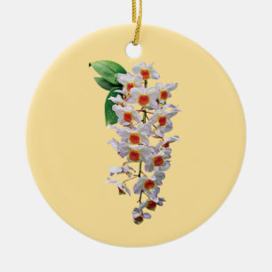 Cascade White Orchids Keramikornament