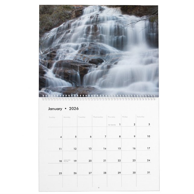 Cascades du calendrier du sud d'Appalaches (Jan 2026)
