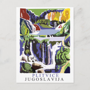 Cascades Plitvice, carte postale voyage vintage