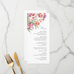 Cascading Blume Tulpen Hochzeitsmenü Menükarte