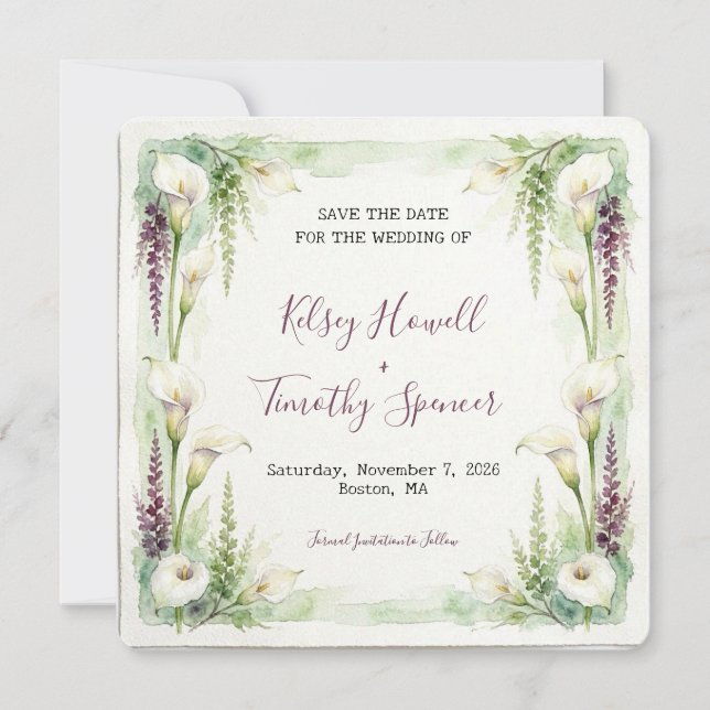 Cascading Calla Save-the-Date-Karte Save The Date (Vorderseite)