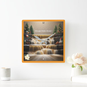 "Cascading Falls of Joy" Quadratische Wanduhr