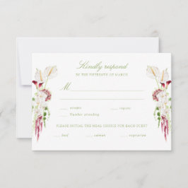 Cascading Floral Bouquet Wedding RSVP Karte