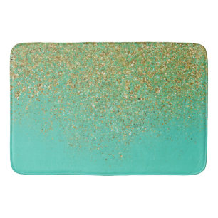 Cascading Gold Glitzer & Aquamarin Aqua Glam Trend Badematte