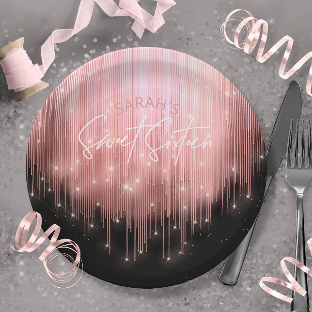 Cascading Lights Sweet 16 Rose Gold ID790 Pappteller (Von Creator hochgeladen)