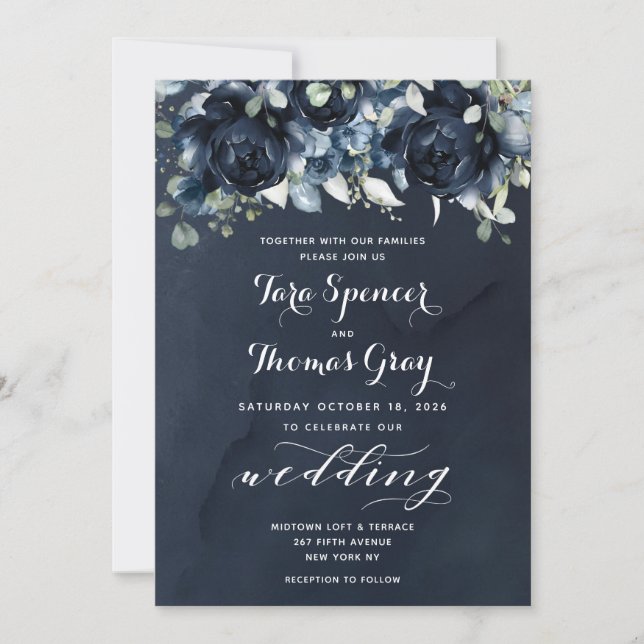 Cascading Peonies Wedding Invitation Suite Einladung (Vorderseite)