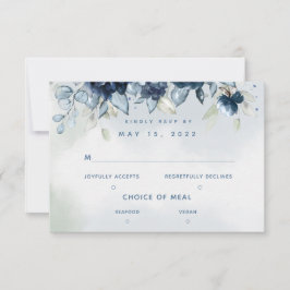 Cascading Rose Wedding 2 Meal Choice RSVP Card Karte