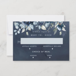Cascading Rose Wedding 2 Meal Choice RSVP Card Karte