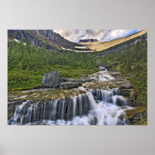 Cascading stream, Glacier National Park, Poster