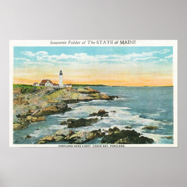 Casco Bay Blick auf das Leuchtturm Portland Head Poster (Vorne)