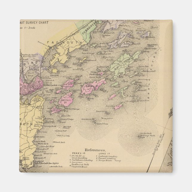 Casco Bay Karte Magnet (Vorne)