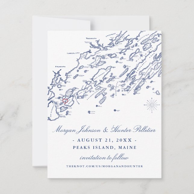 Casco Bay Maine Save the Date Karte (Vorderseite)