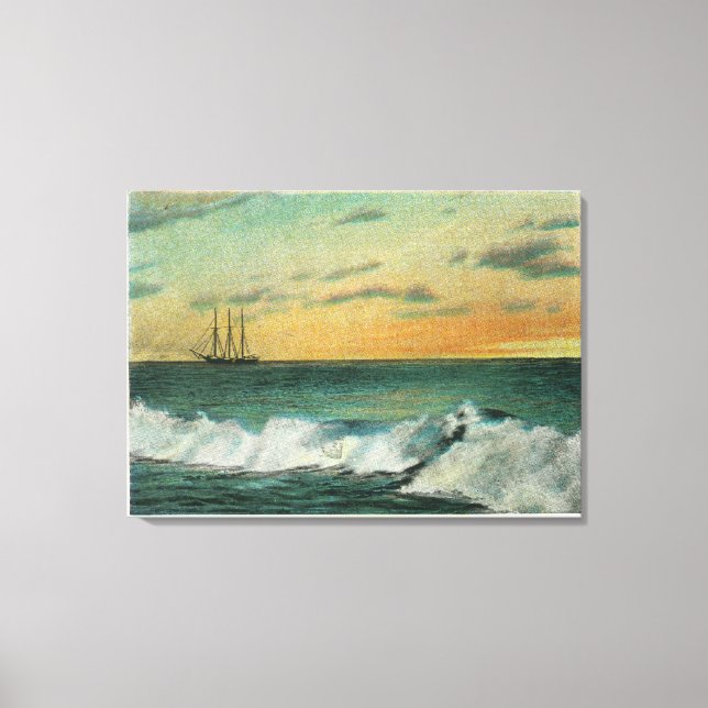 Casco Bay, MaineShip in der Bucht bei Sunrise Leinwanddruck (Vorderseite)