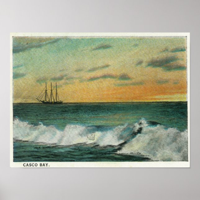 Casco Bay, MaineShip in der Bucht bei Sunrise Poster (Vorne)
