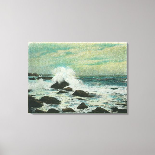 Casco Bay, MaineSurf und Beach Rocks Leinwanddruck (Vorderseite)