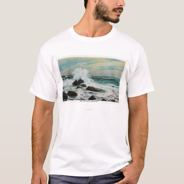 Casco Bucht-Ansicht der Brandung und der Felsen T-Shirt (Vorderseite)