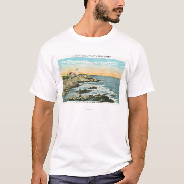Casco Bucht-Ansicht des Portlandhauptleuchtturmes T-Shirt (Vorderseite)
