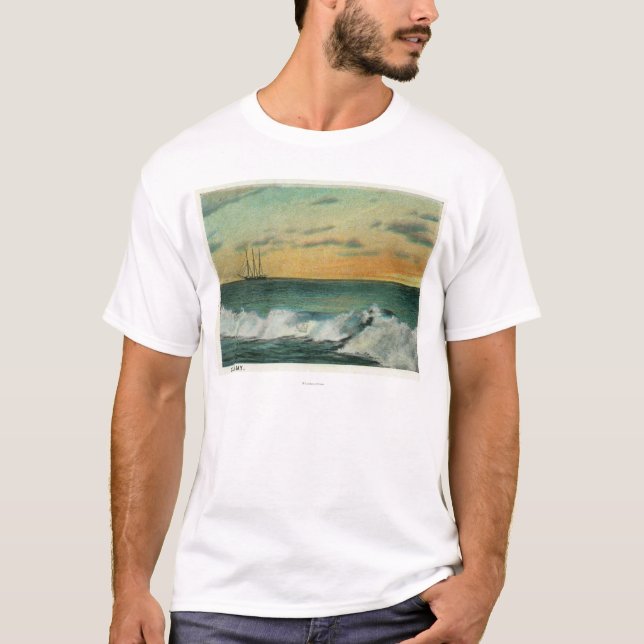 Casco Bucht, MaineShip in der Bucht am T-Shirt (Vorderseite)