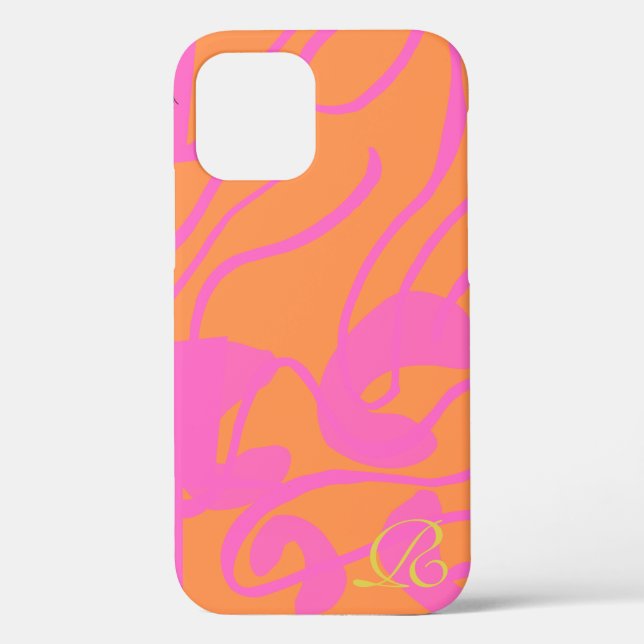 Case für das iPhone mit abstrakt-rosa Monogramm-Ca (Rückseite)