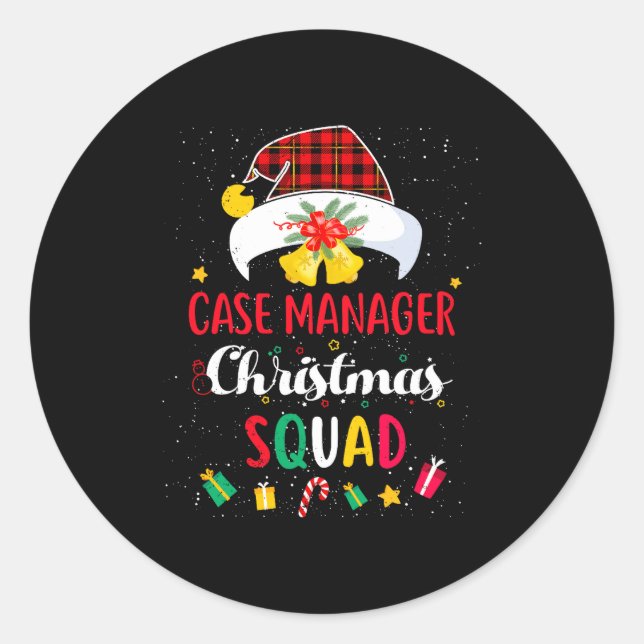 Case Manager Christmas Squad Santa Hat Matching Pr Runder Aufkleber (Vorderseite)