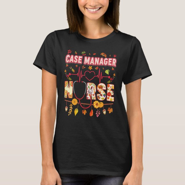 Case Manager Nurse Thankful Thanksgiving Heartbeat T-Shirt (Vorderseite)