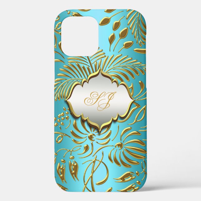 Case-Mate-Aquamarin-Gold-Damaskus Case-Mate iPhone Hülle (Rückseite)