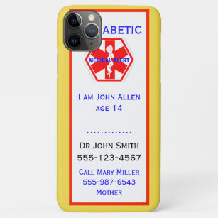 Case-Mate iPhone Case Informations d'alerte diabétique d'urgence Médical
