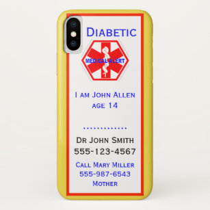Case-Mate iPhone Case Informations d'alerte diabétique d'urgence Médical