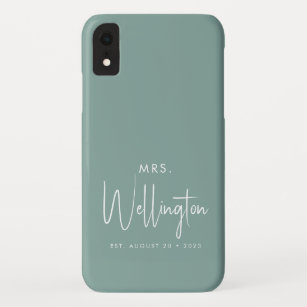 Case-Mate iPhone Case Mme Script Green Custom Nom de la mariée nouvellem