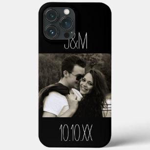 Case-Mate iPhone Case Noir d'initiales de date de photo de couples