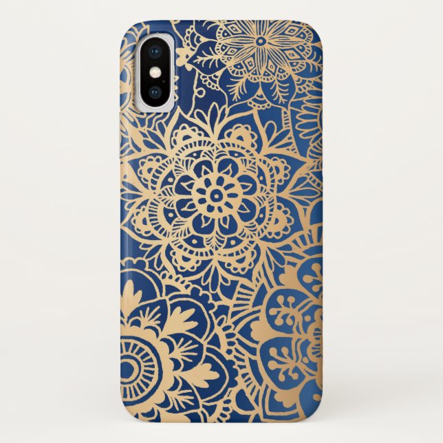 Case-Mate Pour iPhone Coque Motif de Mandala bleu et or (Dos)