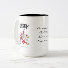 Casey Familienwappen, Übersetzung und Bedeutung Zweifarbige Tasse