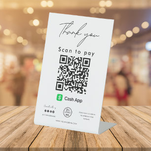 Cash App QR Code Logo Scan to Pay Vielen Dank Sockelschild