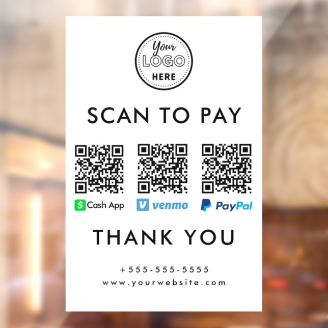 Cash App Venmo Paypal QR Code Scan to Pay Logo Fensteraufkleber (Blatt 2)