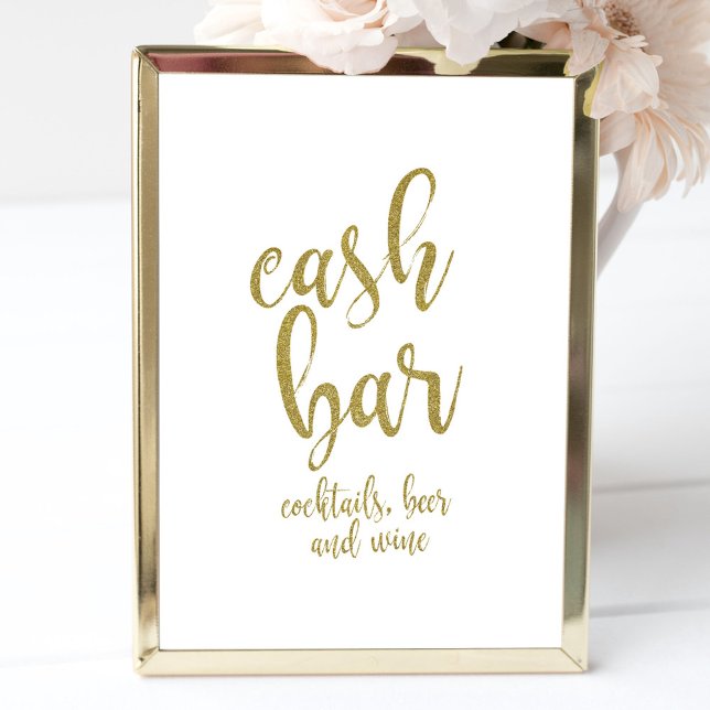 Cash Bar Gold Glitzer Erschwingliches Hochzeitszei Einladung (Von Creator hochgeladen)