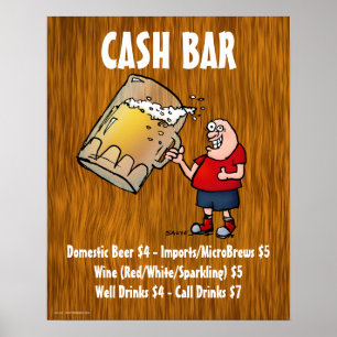 Cash Bar Sign mit sonnigen Typ auf Holz Hintergrun Poster