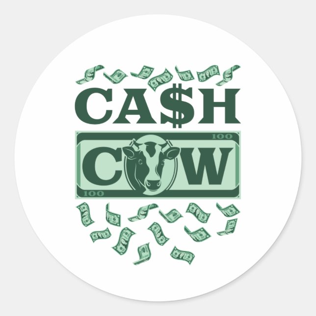 Cash Cow Runder Aufkleber (Vorderseite)