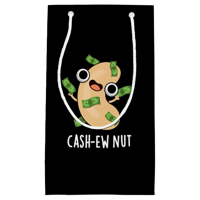 Cash-New Nut Nut Funny Cashew Nut Pun Dark BG Kleine Geschenktüte (Vorderseite)