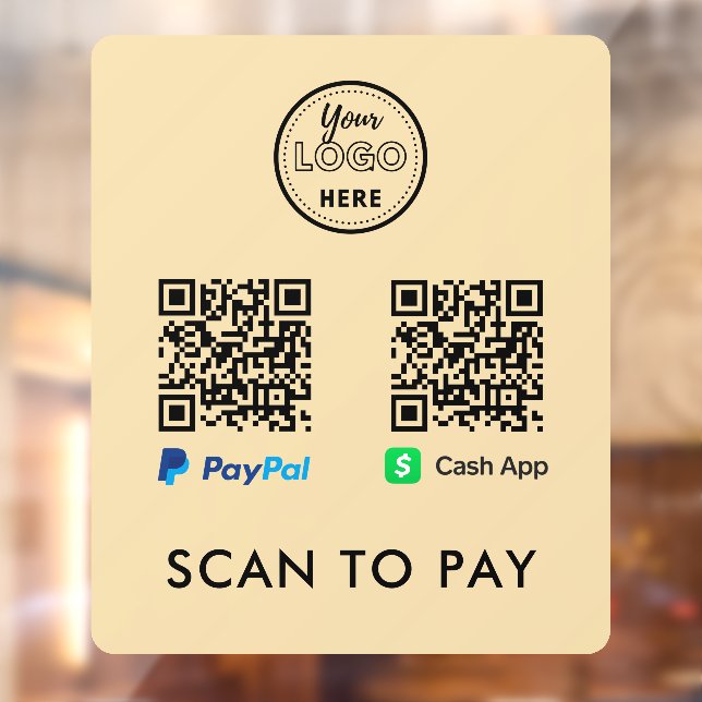CashApp Paypal QR Code Scan to Pay Logo Groovy Fensteraufkleber (Blatt 2)