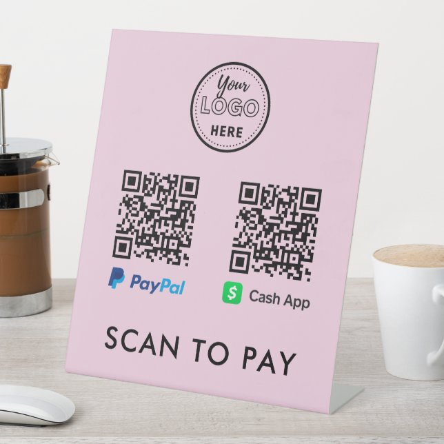 CashApp Paypal QR Code Scan to Pay Logo Rosa Sockelschild (In Situ)
