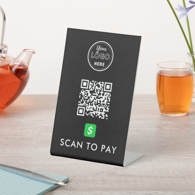 CashApp QR-Code scannen, um moderne Logo-Schwarz z Sockelschild (In SItu)