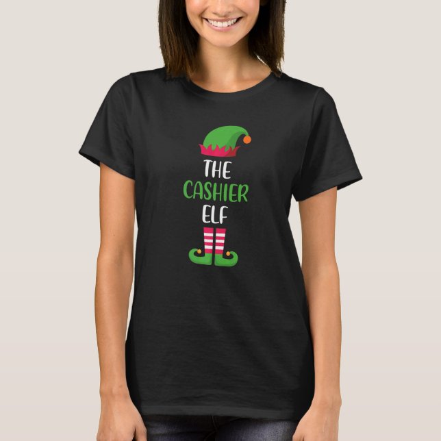 Cashier Elf Family Matching Group Christmas Pajama T-Shirt (Vorderseite)
