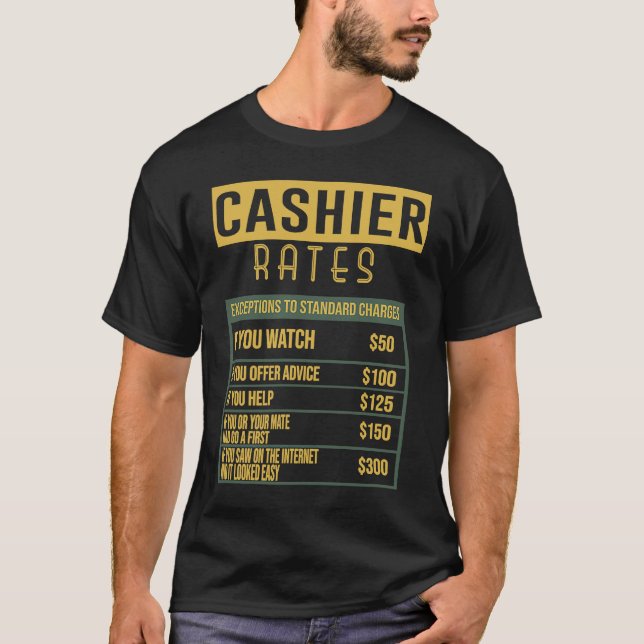 Cashier rates Profession career worker working quo T-Shirt (Vorderseite)