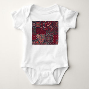 Cashmere-Paisley-Seide: Abstrakte Vintage-Patchwor Baby Strampler