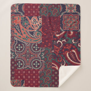 Cashmere Paisley Silk: Abstraktes Vintages Patchwo Sherpadecke