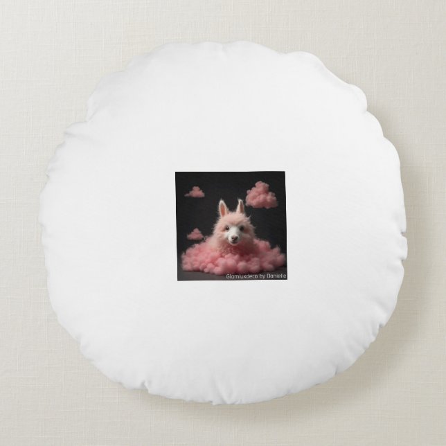 Cashmere Pink Dog Rundes Kissen (Vorderseite)