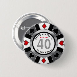 Casino 00. Geburtstagsparty - Silver und Black Button